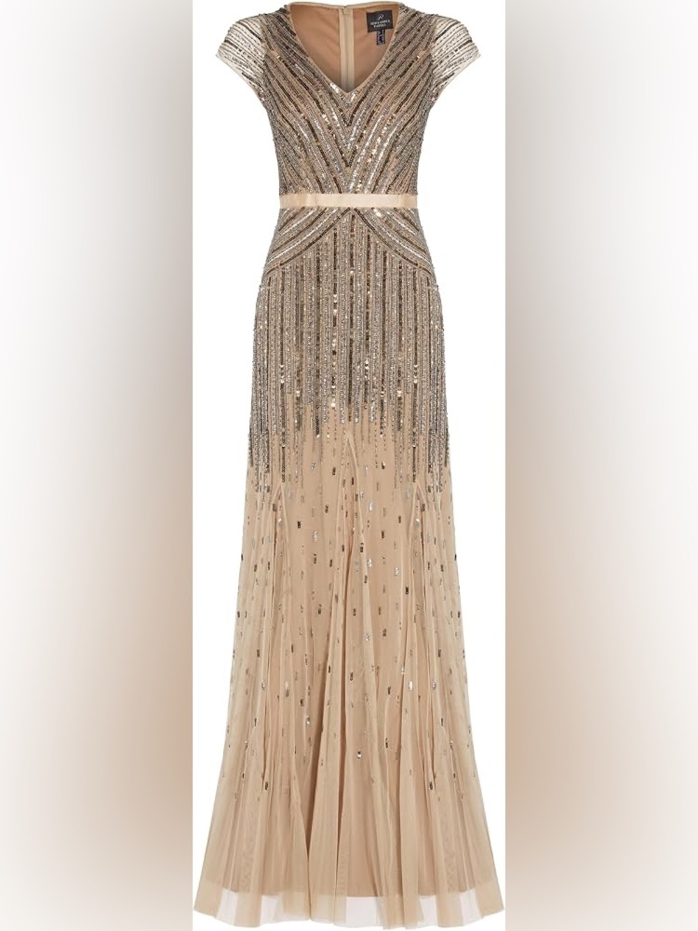 Beaded Fringe Champagne Maxi Skirt